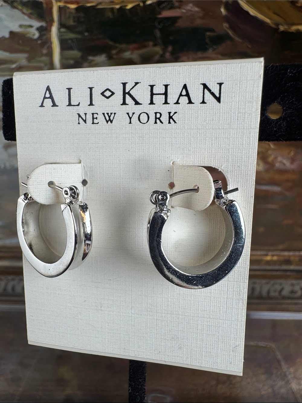 0564-Ali Khan New York Silver tone  Hoop Earrings‎